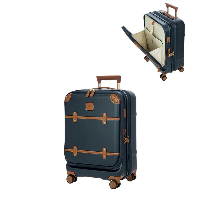 Valise cabine rigide Business Bellagio 55 cm 15.6" Bleu/Tabac