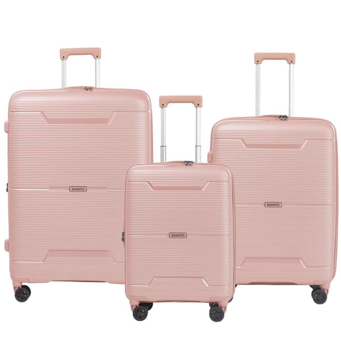 Lot de 3 valises extensibles Haree 55, 67 et 76.5 cm Pearly pink