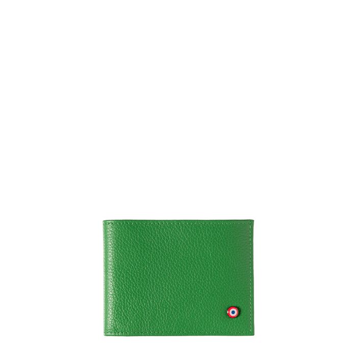 Portefeuille Italien Arthur 2.0 en cuir grainé Pré Vert