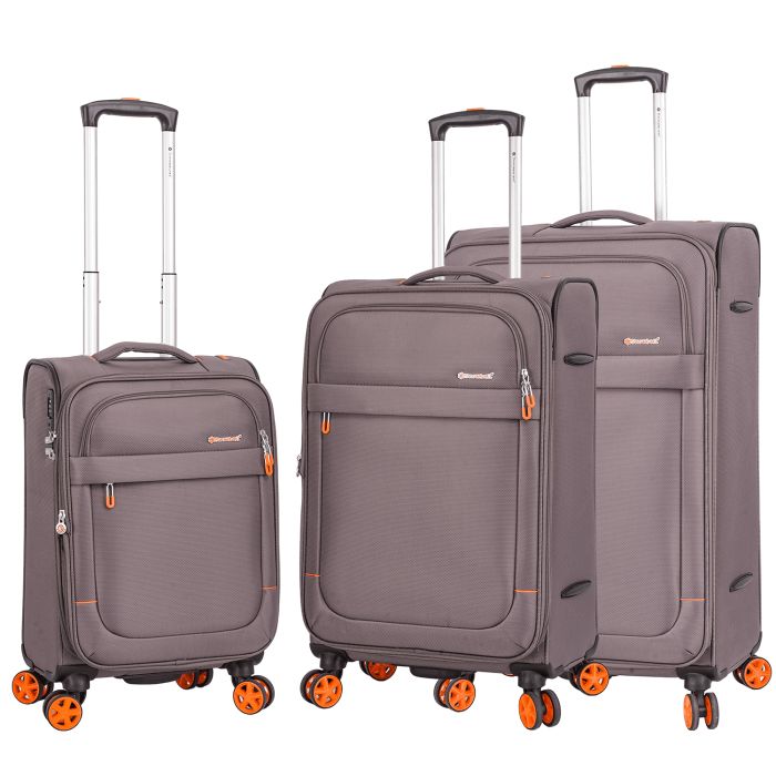 Lot de 3 valises souples 48203 Extensible 55, 67 et 77 cm Light Coffee