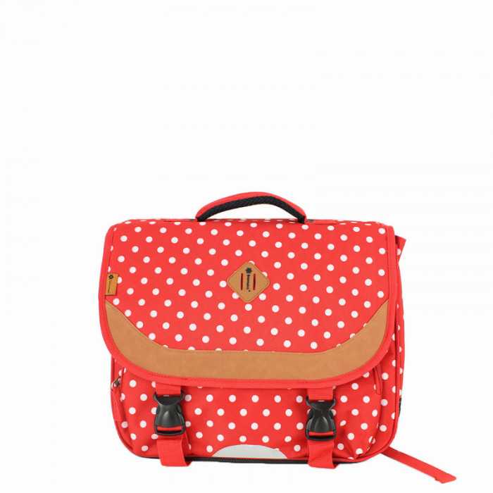 Cartable 35 cm Rouge à pois blancs