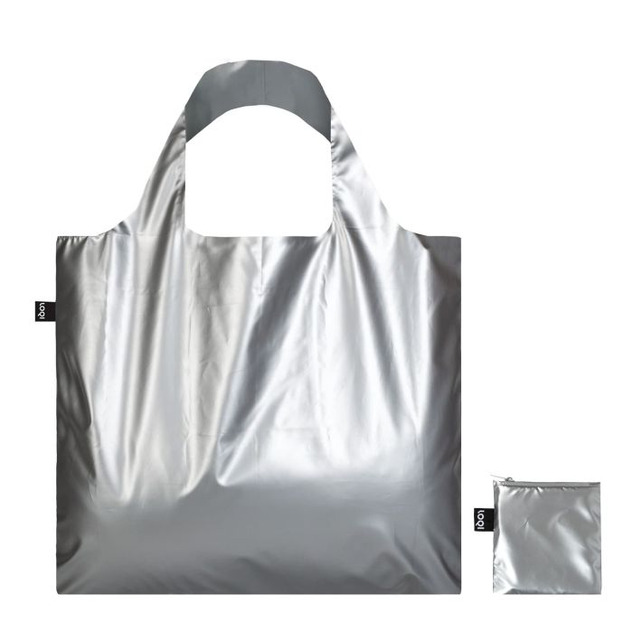 Sac shopping pliable avec pochette zip 50cm Silver