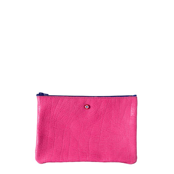 Pochette Camille en cuir UpCyclé 21 cm Vie en Rose