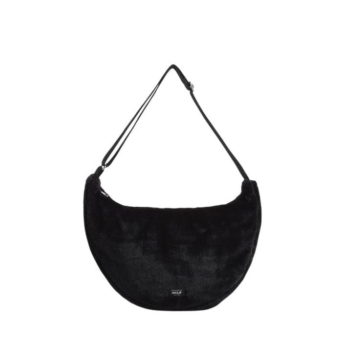 Sac bandoulière L 45 cm en fausse fourrure Black Forest