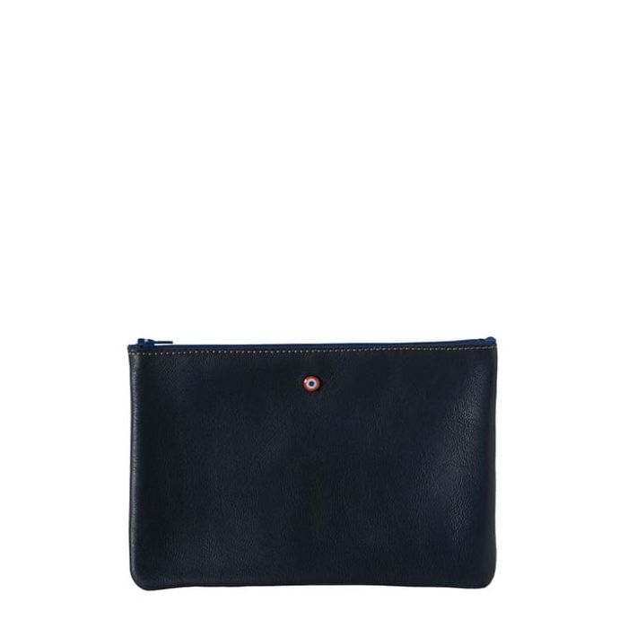 Pochette Camille en cuir UpCyclé 21 cm Lune Bleue