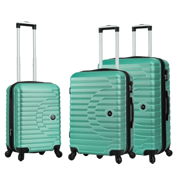 Lot de 3 valises rigides 43303 Extensibles 55, 66 et 76 cm Silver Green