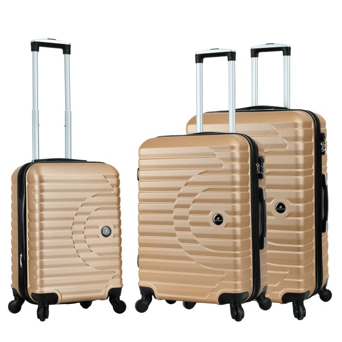 Lot de 3 valises rigides 43303 Extensibles 55, 66 et 76 cm Champagne