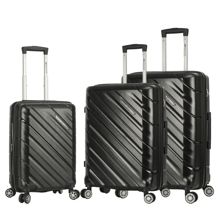 Lot de 3 valises rigides 43903 Extensibles 55, 68 et 79 cm Black