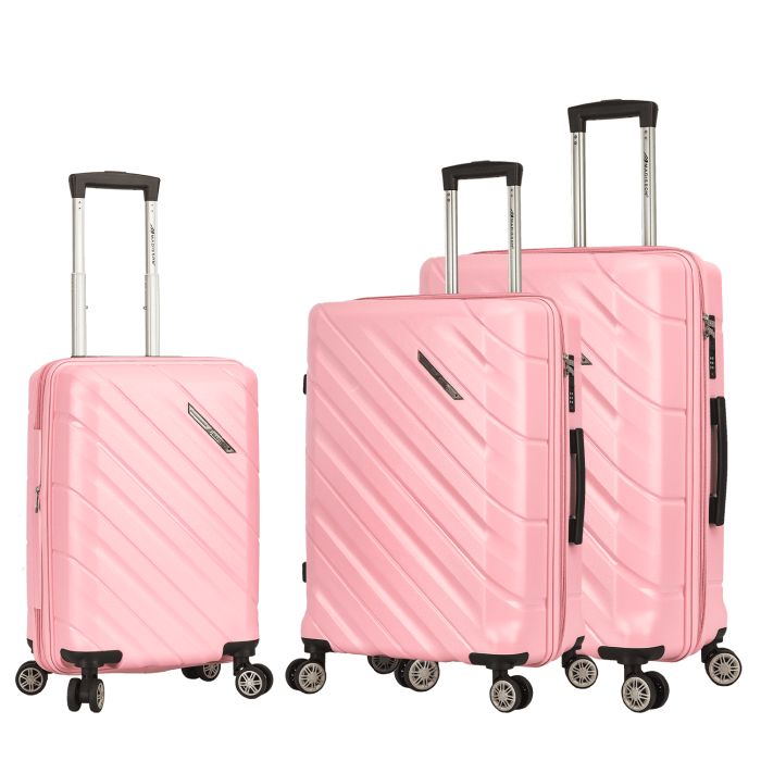 Lot de 3 valises rigides 43903 Extensibles 55, 68 et 79 cm Rose
