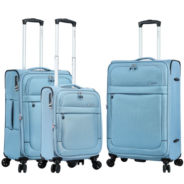 Lot de 3 valises souples 48203 Extensible 55, 67 et 77 cm Sky blue