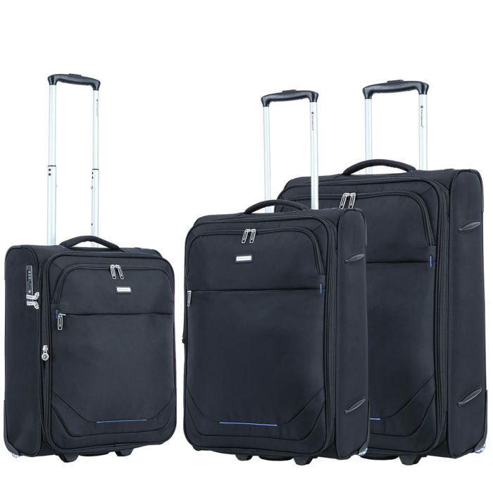 Lot de 3 valises souples S48503 Extensibles 54, 62 et 73 cm Black