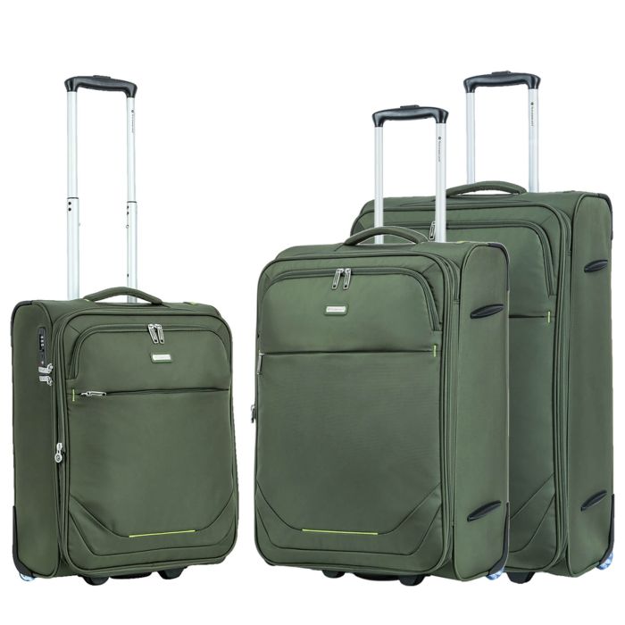 Lot de 3 valises souples S48503 Extensibles 54, 62 et 73 cm Khaki vert