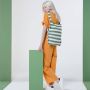 Sac shopping pliable avec pochette 65 cm Olive Stripes