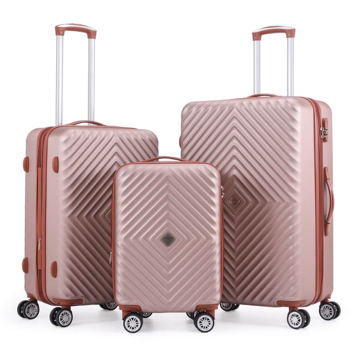 Lot de 3 valises rigides Spring 2.0 Extensibles 55, 67 et 77 cm Rose gold
