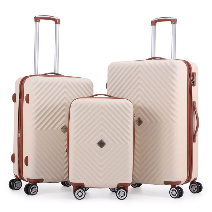 Lot de 3 valises rigides Spring 2.0 Extensibles 55, 67 et 77 cm Crème