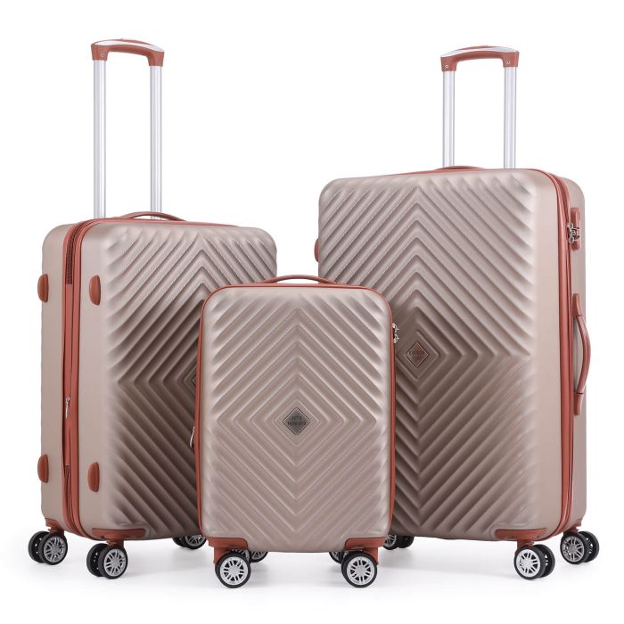 Lot de 3 valises rigides Spring 2.0 Extensibles 55, 67 et 77 cm Champagne