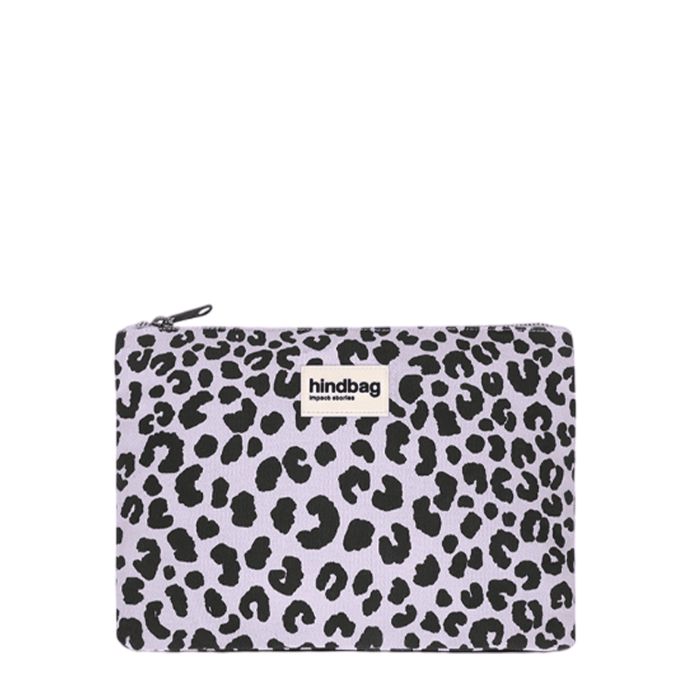 Pochette Ema 25 cm Leopard Lilas
