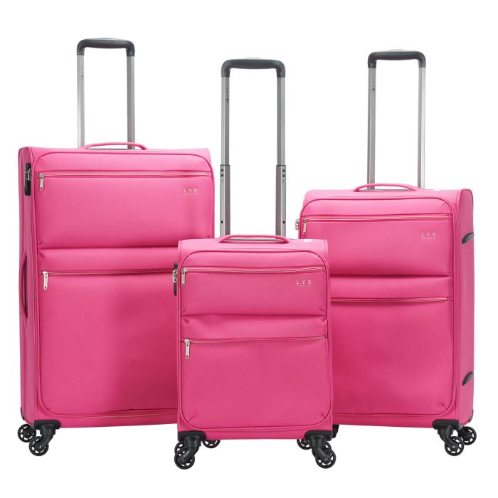 Lot de 3 valises souples 1973 55, 66 et 77 cm Fuchsia