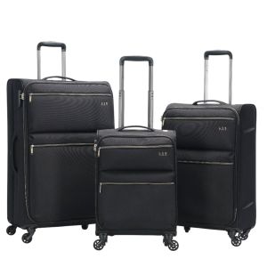 Lot de 3 valises souples 1973 55, 66 et 77 cm Noir Gris