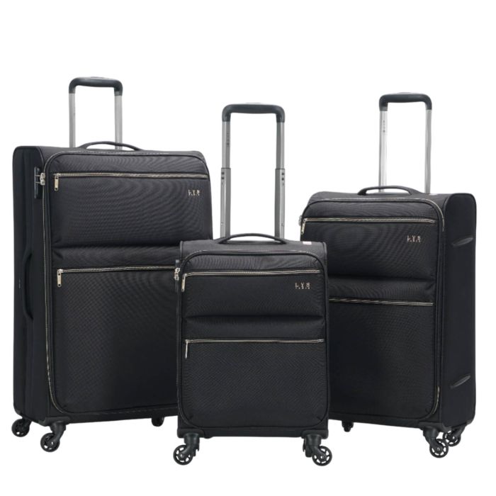 Lot de 3 valises souples 1973 55, 66 et 77 cm Noir Gris
