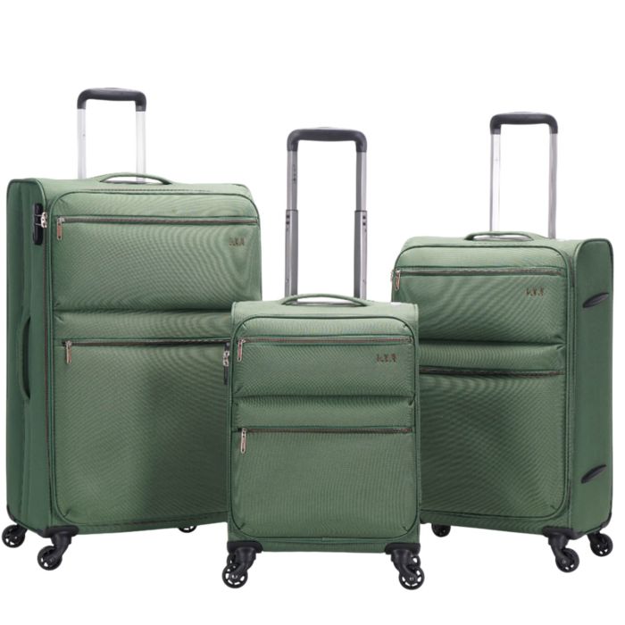 Lot de 3 valises souples 1973 55, 66 et 77 cm Vert