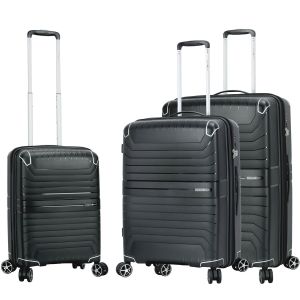 Lot de 3 valises rigides 59103 Extensibles 55, 66 et 76 cm Black
