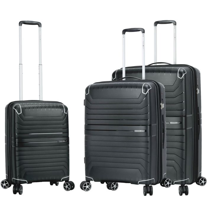 Lot de 3 valises rigides 59103 Extensibles 55, 66 et 76 cm Black