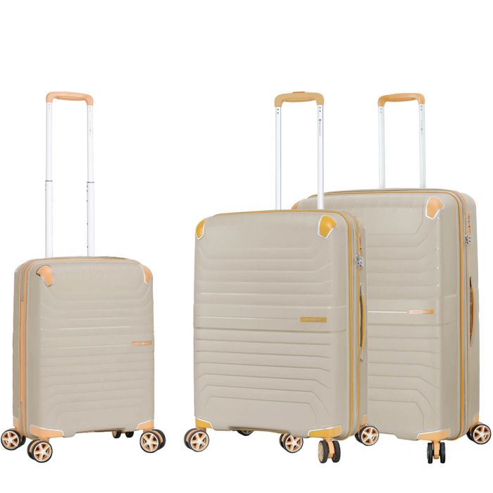 Lot de 3 valises rigides 59103 Extensibles 55, 66 et 76 cm Champagne