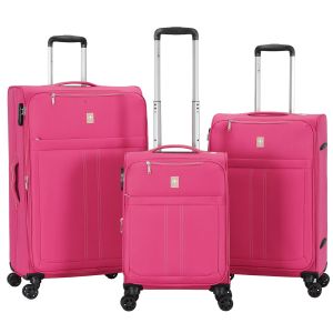Lot de 3 valises souples 2105 Extensible 55, 66 et 77 cm Fuchsia