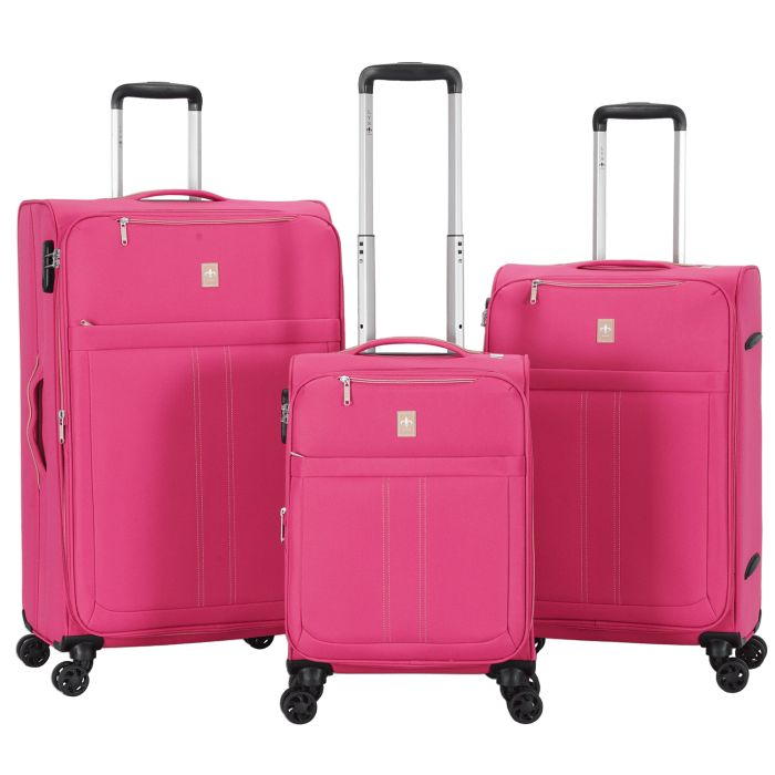 Lot de 3 valises souples 2105 Extensible 55, 66 et 77 cm Fuchsia