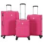 Lot de 3 valises souples 2105 Extensible 55, 66 et 77 cm Fuchsia