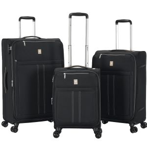 Lot de 3 valises souples 2105 Extensible 55, 66 et 77 cm Noir