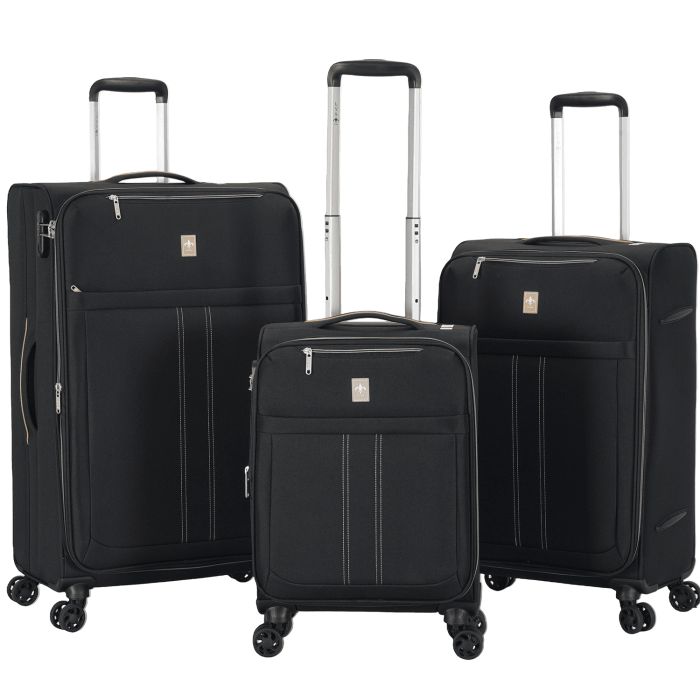 Lot de 3 valises souples 2105 Extensible 55, 66 et 77 cm Noir