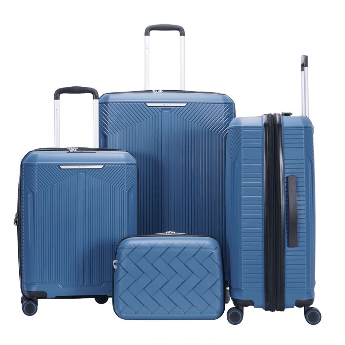 Lot de 3 valises rigides extensibles + vanity 2133 55, 66 et 77 cm Bleu