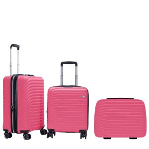 Lot de 2 valises cabines rigides extensibles + vanity 326 45 et 55 cm Fuchsia