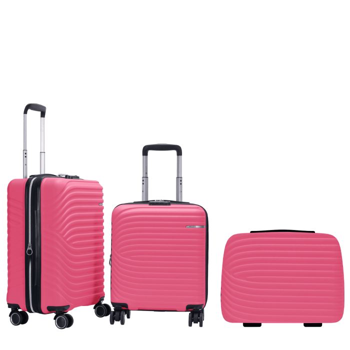 Lot de 2 valises cabines rigides extensibles + vanity 326 45 et 55 cm Fuchsia