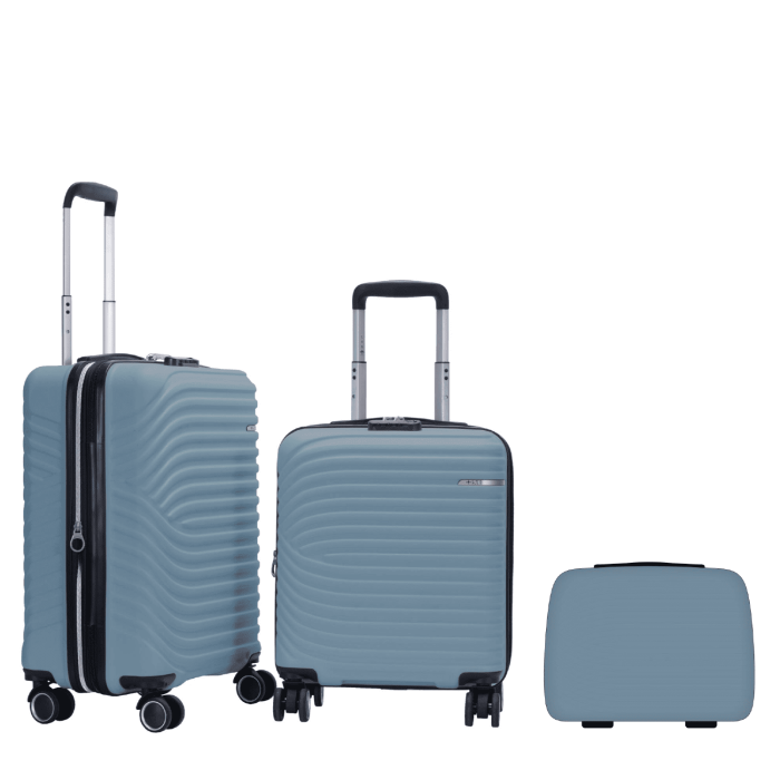 Ensemble 2 valises cabines rigides extensibles + vanity 326 45 et 55 cm Bleu
