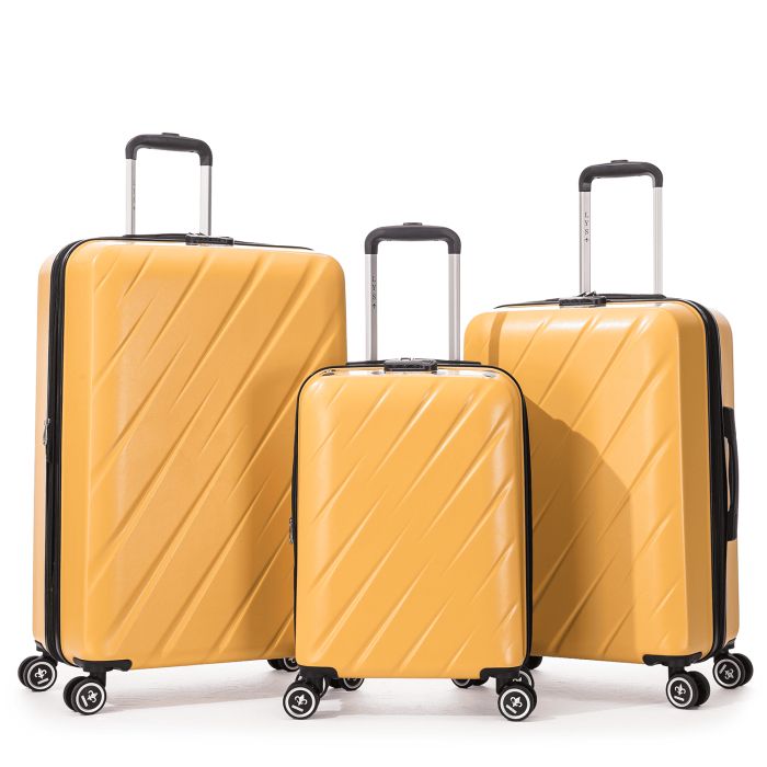 Lot de 3 valises rigides 350 Extensible 55, 66 et 76 cm Moutarde
