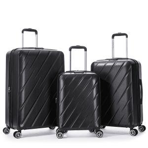 Lot de 3 valises rigides 350 Extensible 55, 66 et 76 cm Noir