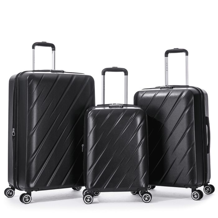 Lot de 3 valises rigides 350 Extensible 55, 66 et 76 cm Noir