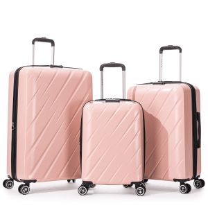 Lot de 3 valises rigides 350 Extensible 55, 66 et 76 cm Rose Gold