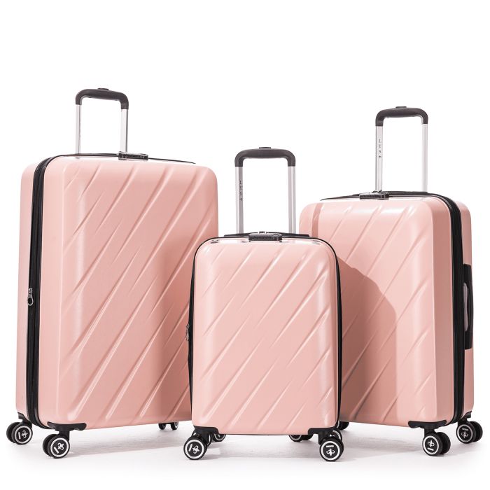 Lot de 3 valises rigides 350 Extensible 55, 66 et 76 cm Rose Gold