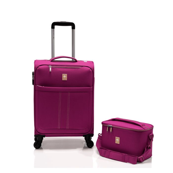 Lot valise cabine + vanity souple 2102 Magenta