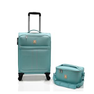 Lot valise cabine + vanity souple 2102 Menthe