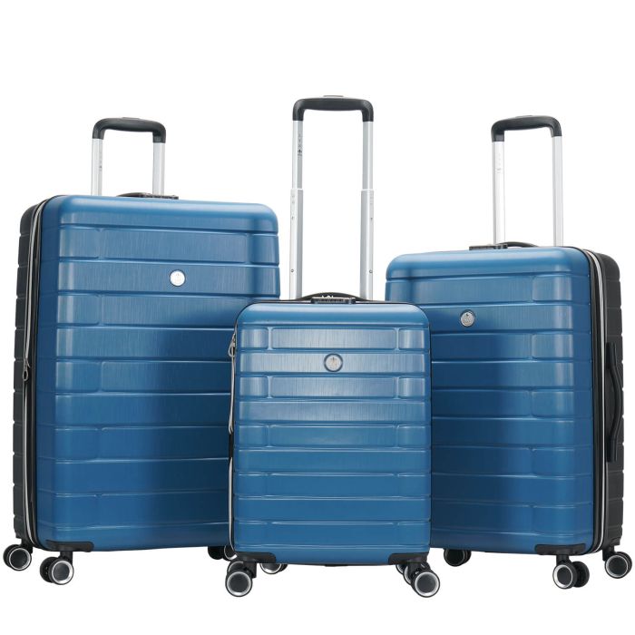 Lot de 3 valises rigides 367 Extensible 55, 66 et 77 cm Bleu/Noir