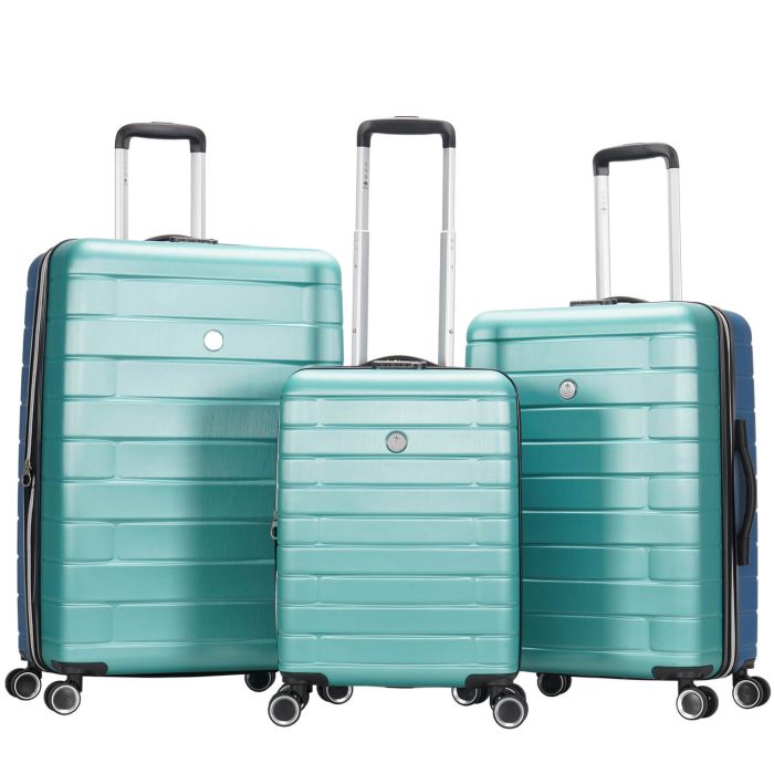 Lot de 3 valises rigides 367 Extensible 55, 66 et 77 cm Menthe/Bleu