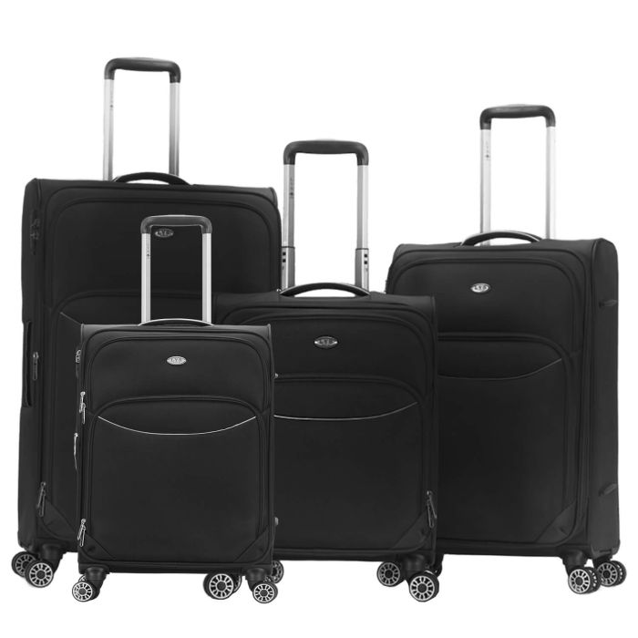 Lot de 4 valises souples 1737 Extensible 55, 67, 78 et 87 cm Noir