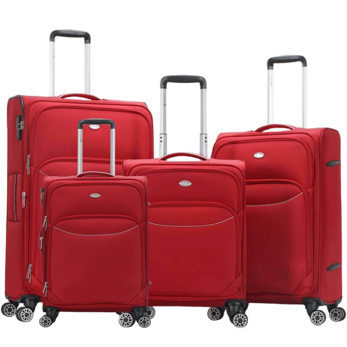 Lot de 4 valises souples 1737 Extensible 55, 67, 78 et 87 cm Rouge