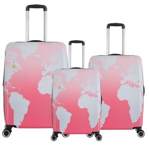 Lot de 3 valises rigides 380 Extensible 55, 66 et 76 cm Map Rose