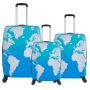 Lot de 3 valises rigides 380 Extensible 55, 66 et 76 cm Map Vert/Bleu